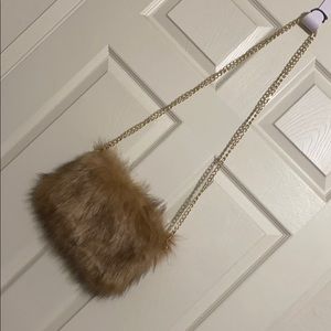Fur over the shoulder bag